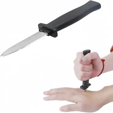 नकली दूरबीन चाकू प्लास्टिक प्रॉप्स चाकू नकली कौशल छोटे उपकरण खिलौने हैलोवीन अप्रैल फूल दिवस पार्टियों शरारत के लिए उपयुक्त 6 best sales प्लास्टिक चाकू - №3