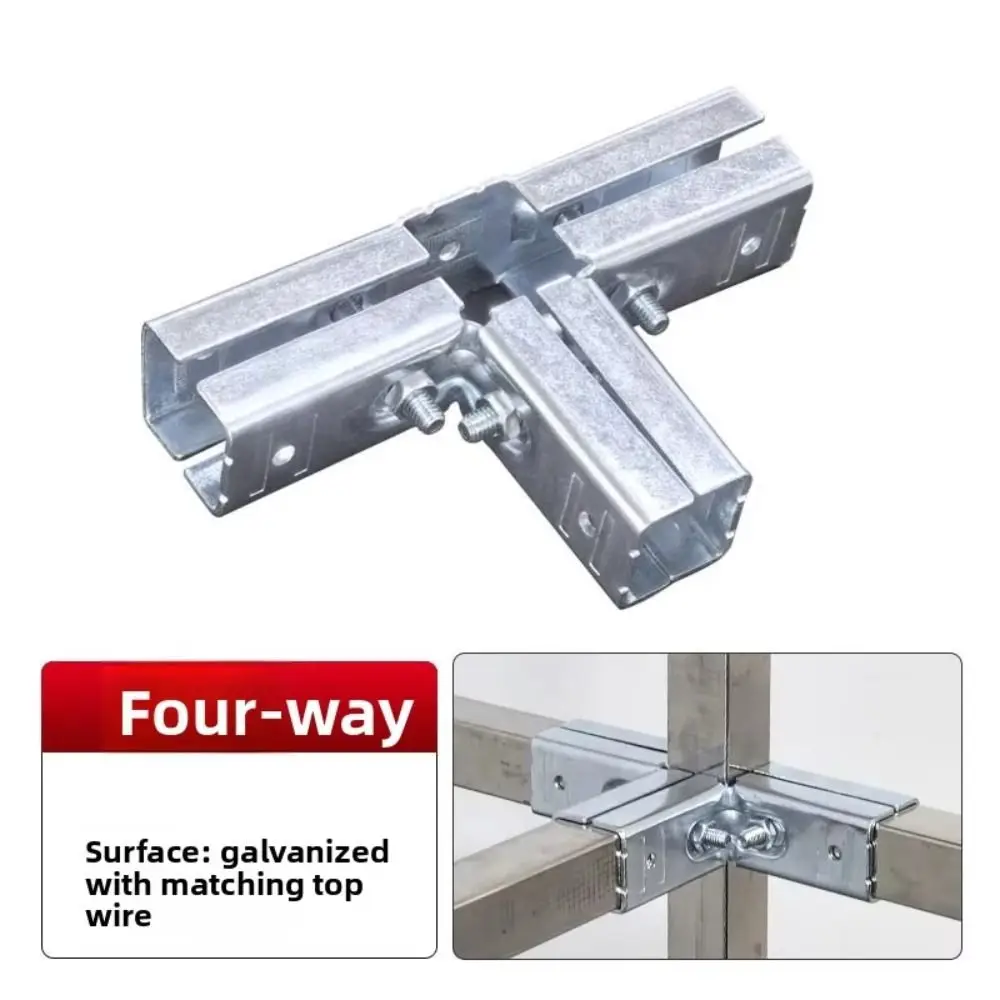 Galvanized Steel Square Tube Connector Non Welding Non Punching Pipe Joint Buckle Adjustable Fixed Buckle Pipe Connector Joint