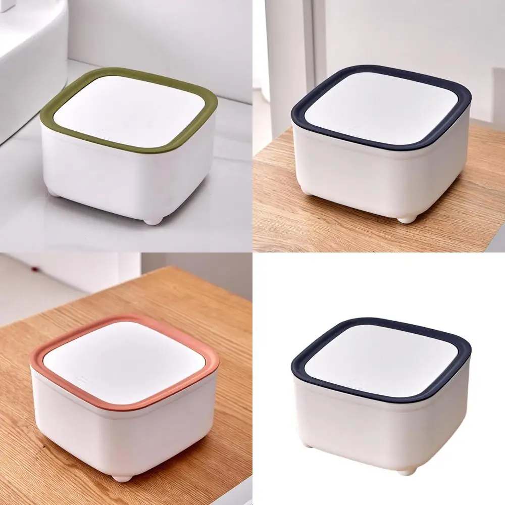 Luxury Compact Trash Can for Desk, Mini Waste Basket with Press Lid, Ideal for Office and Home (Blue)