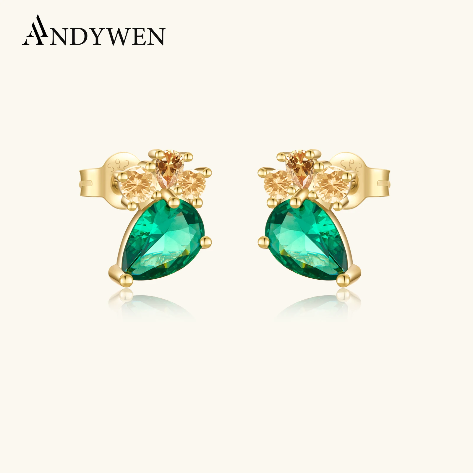 

ANDYWEN Women 925 Sterling Silver Zircon Stud Earring Luxury Fine Crystal Earrings 2024 Anniversary Wedding Party Jewelry