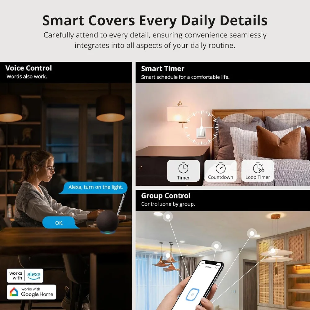 CENFAYA ZigBee Smart Light Switch Zigbee Hub Required Tuya APP Voice Control with Alexa Google Home RF 2.4G Remote Controller
