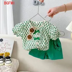 Baby Summer Clothes New Fashion Baby Outfit Set Korean Children Clothes Girl Short Sleeved Clothing Top Shorts Two Piece Set