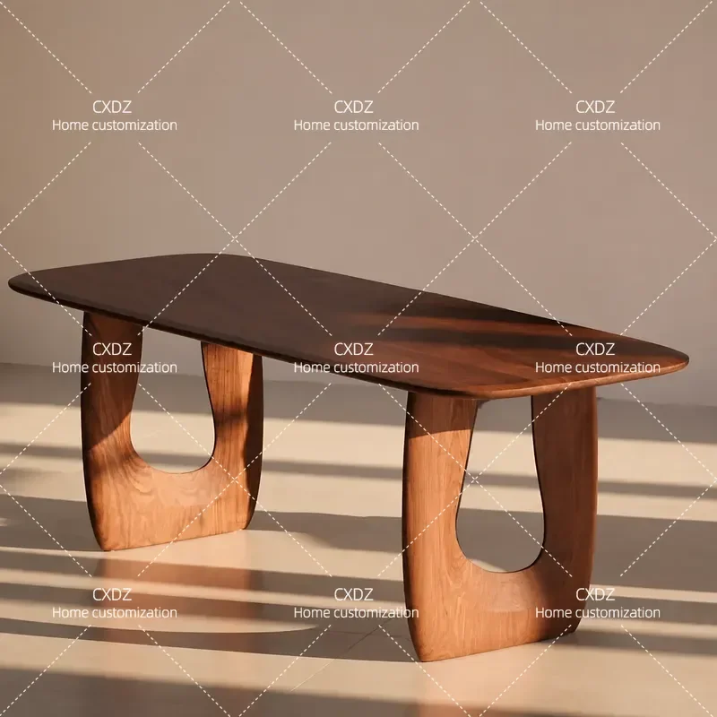 North American Black Walnut Solid Wood Dining Table Medieval Style Simple Retro Nordic Wabi Sabi Large Board Tea Table