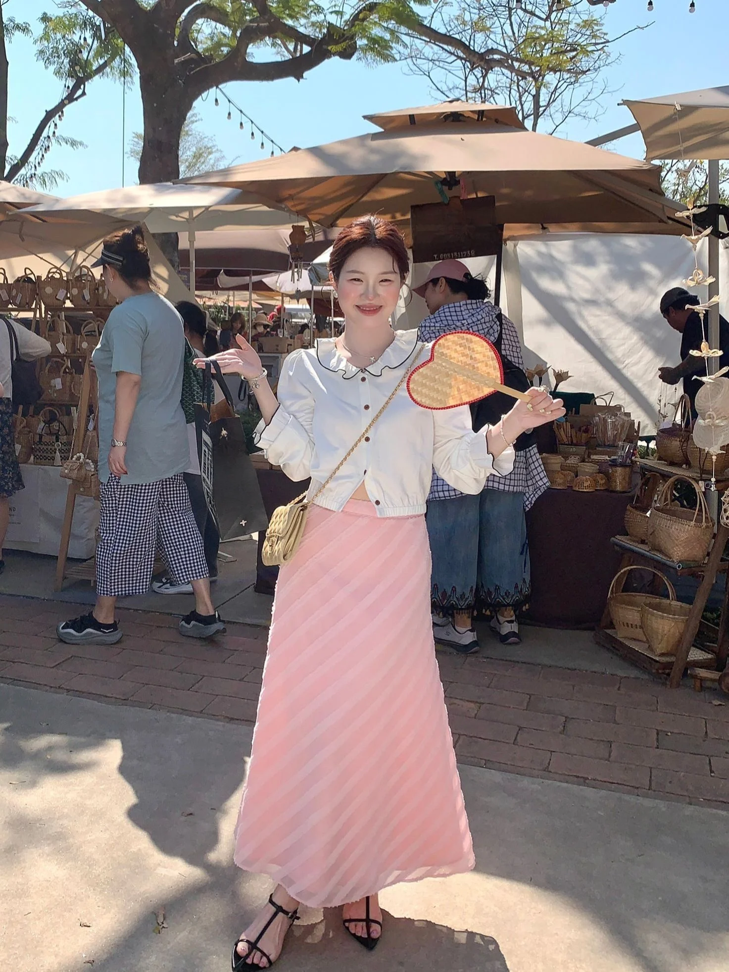 

Slimming High Waist A-Line Skirt Korean Sle Holiday Women's Faion Textured f-length Skirt Polyester Fiber Spring 2026