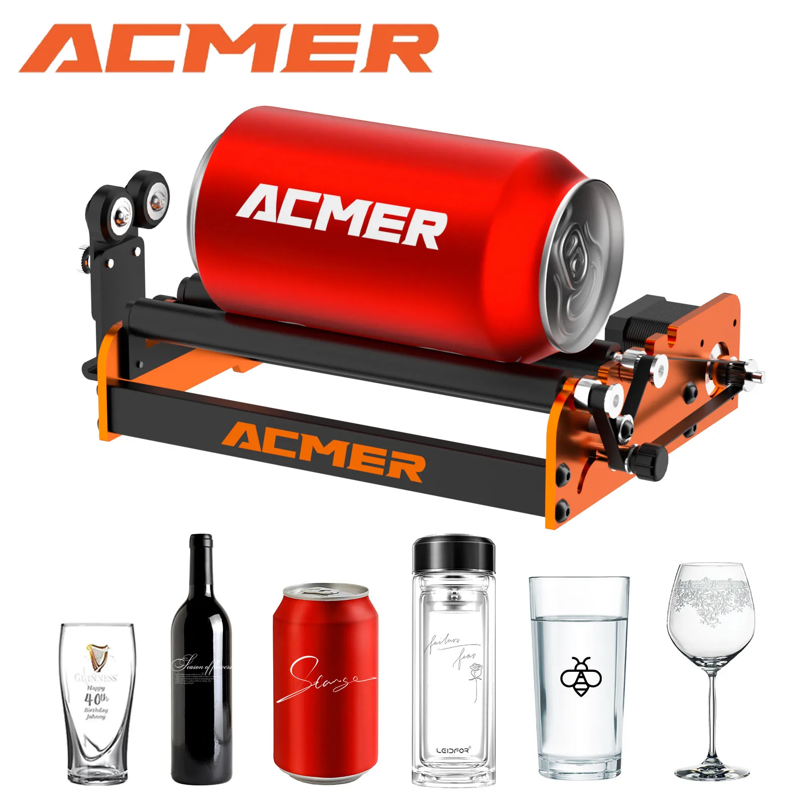 

ACMER M2 Laser Engraving Rotary Roller Y-aixs 360° Rotating Rotary Roller for 4-138mm Cylindrical Laser Engraver booster seat