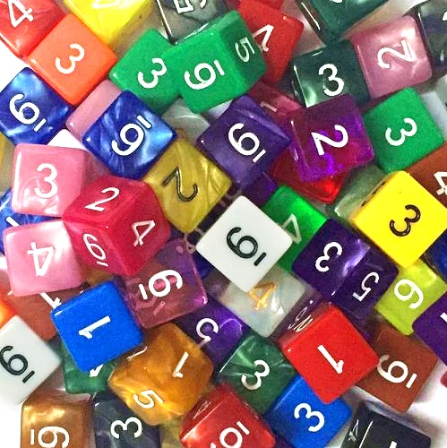 Transparent multicolor D6 Bulk Dice Set DND games polyhedral dice set for casino games