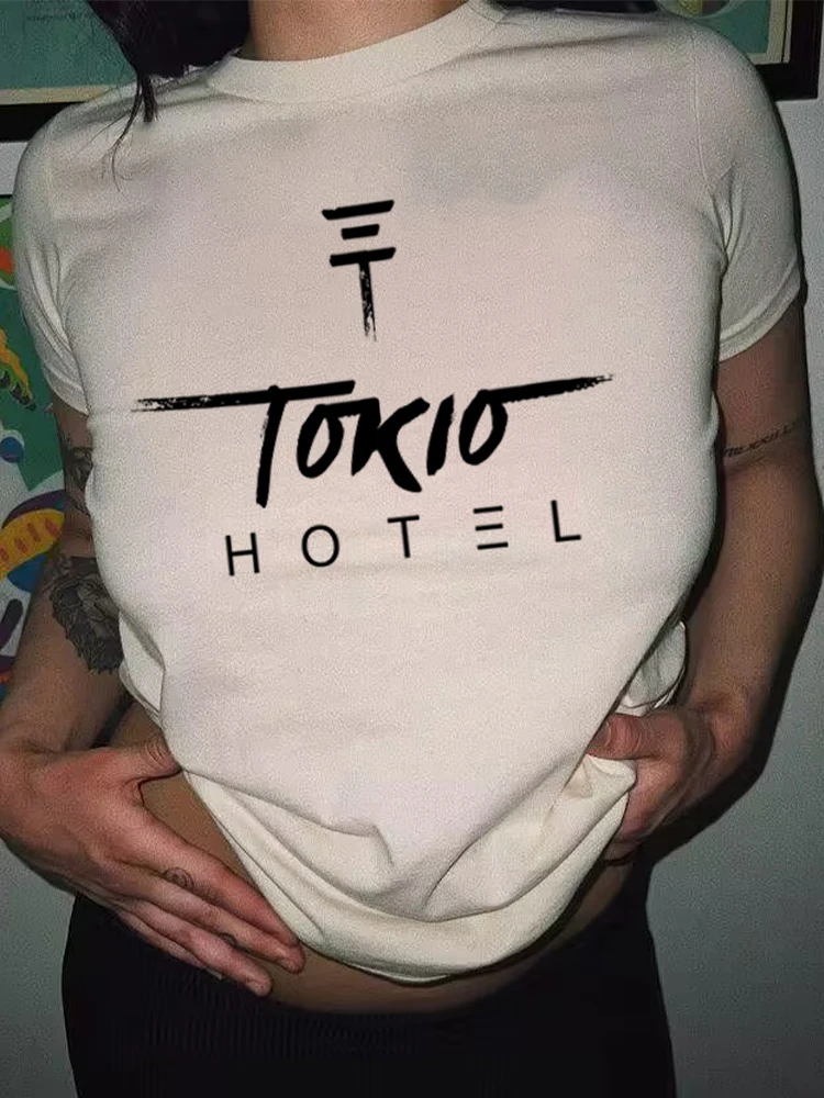 Crop Top Tokio Hotel Group Music Y2k Fashion Woman Clothing New Vintage Graphic T-Shirt High Street Girls Summer Short Sleeve