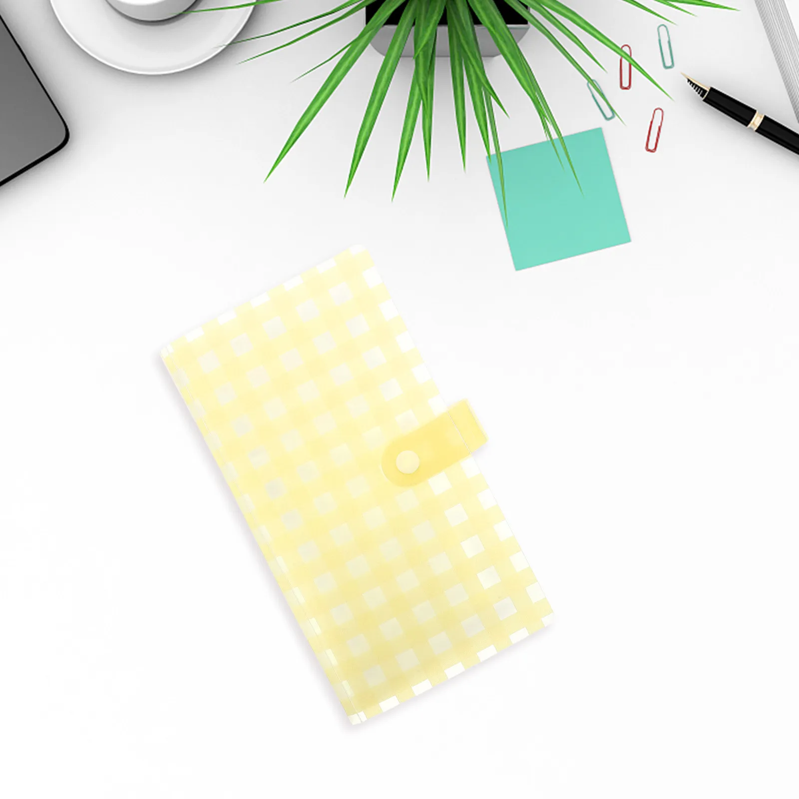 Portable Frosted Card Holder 240 Slot Photocard Album Compact Cute Grid Pattern Business Card Protector Button Lock