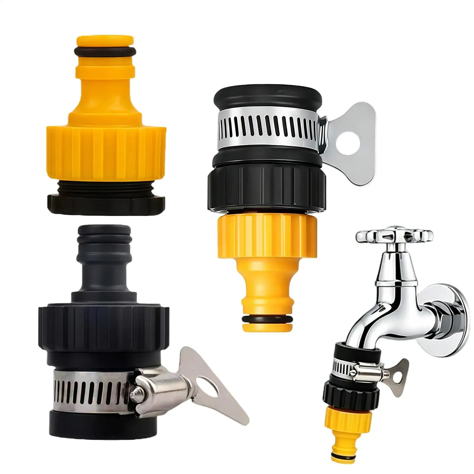 2Pcs Faucet Hose Connector Threaded Fitting Tool Free Installation Leak Resistant Water Pipe Adapter Quick Connect Coupling Set