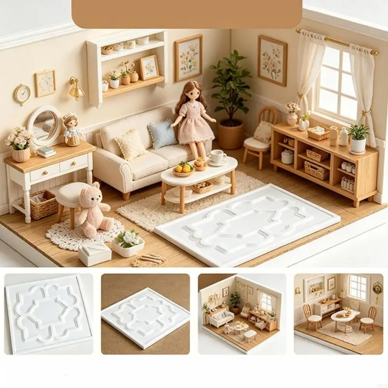  Small Embossed Ceiling Tile Decorative Miniature Panel for Model Building