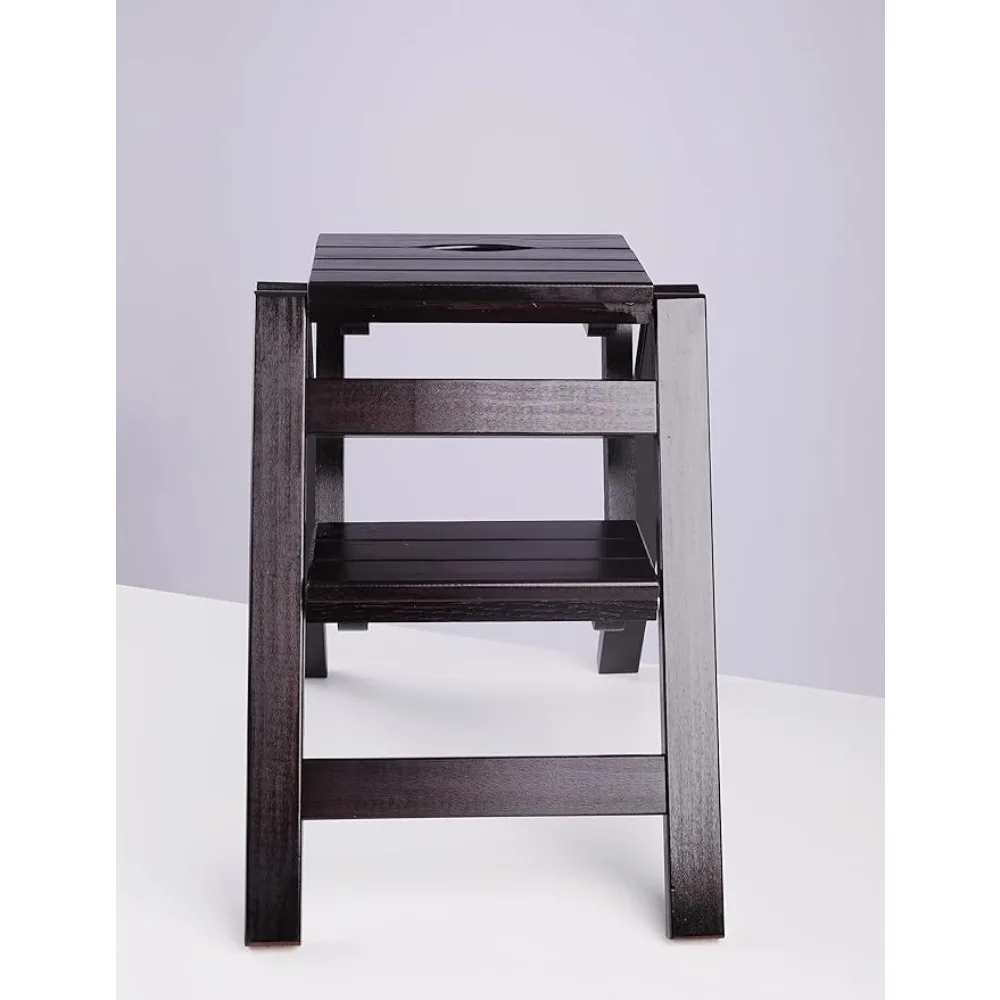 Adult step stool/staircase/counter chair, portable wooden step stool with folding steps, non slip and lightweight