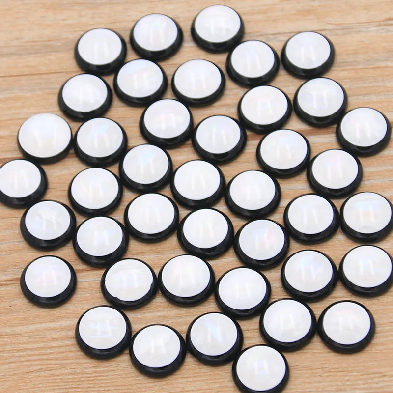 

40pcs 10-20mm 2020 New Product Black White Color Natural Ore Style Flat Back Resin Cabochons For Bracelet Earrings Accessories