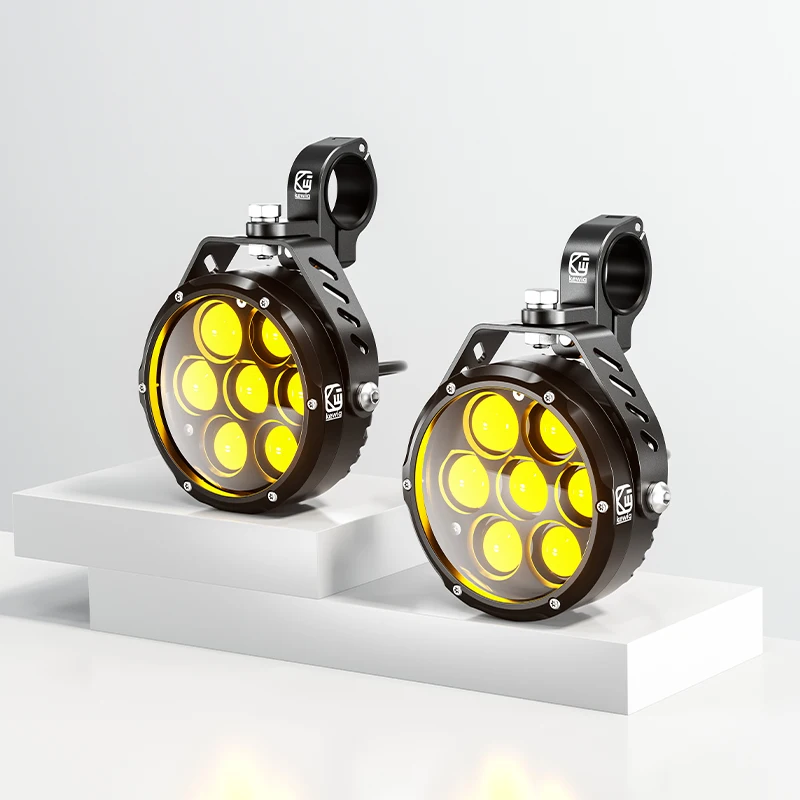 Novos Faróis Auxiliares Duplos Super Brilhantes à Prova d'Água IP68 para Motocicletas, Equipamentos Modificados, Acessórios para Motocicletas