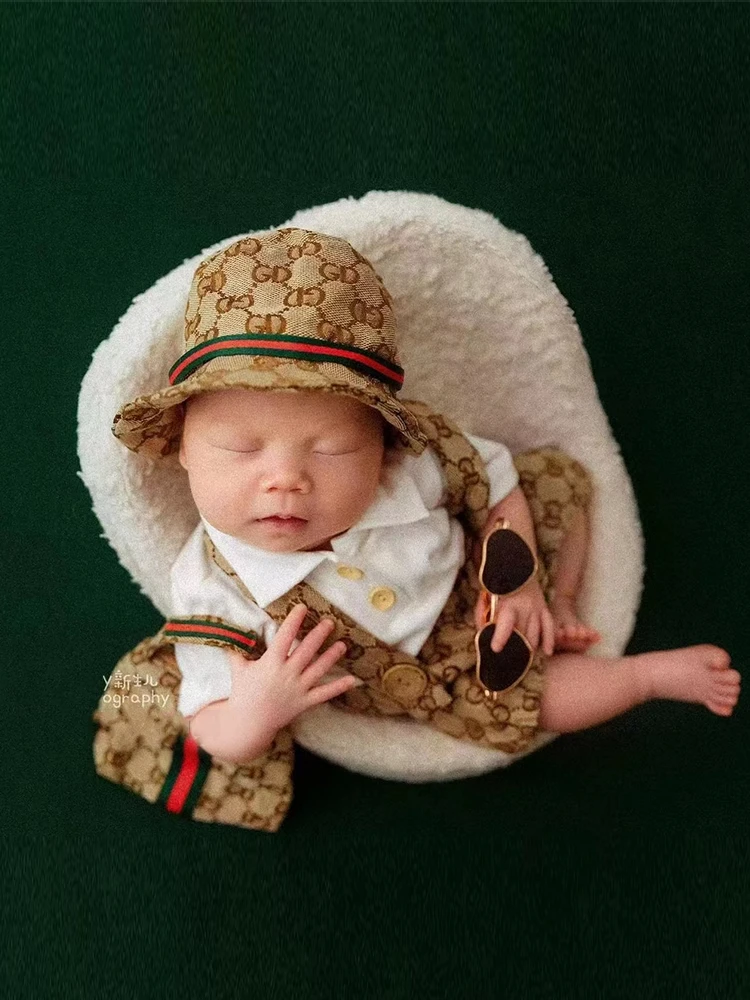 

Hundred day photo full moon photography prop newborn photography prop baby fisherman hat theme 아기 코스프레 ベビーフォト