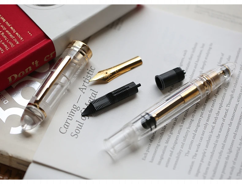

Luxury MAJOHN P140 BOCK NO.8 F/M Nib Acrylic Piston Transparent Fountain Pen Ebonite Feed Large Capacity Ink Writing Luxury Pen