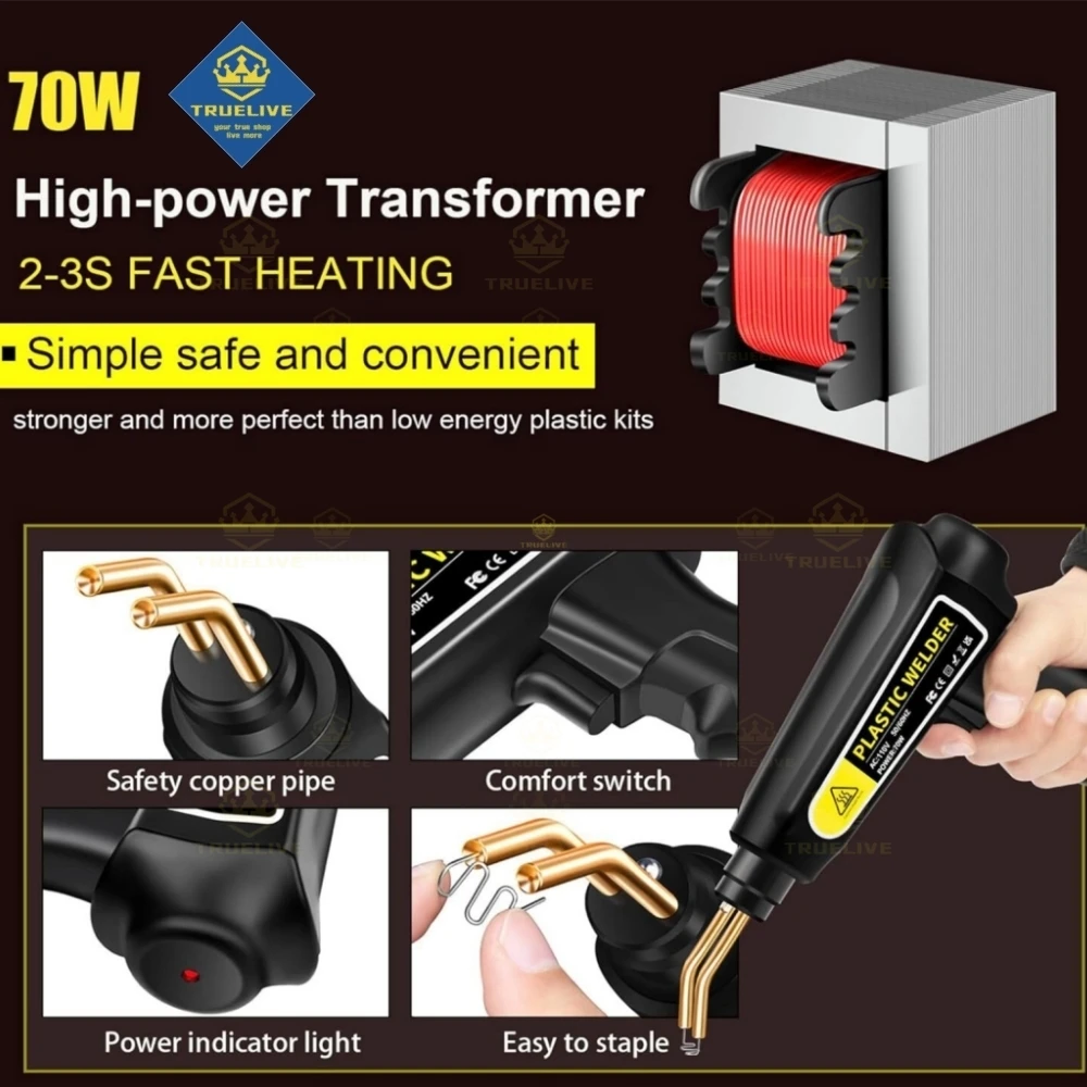 3000/1200/200pcs 70W Hot Stapler Plastic Welding Machine Car Bumper Repair Kit PVC Plastic Repairs Stapler Staples Soldering Gun