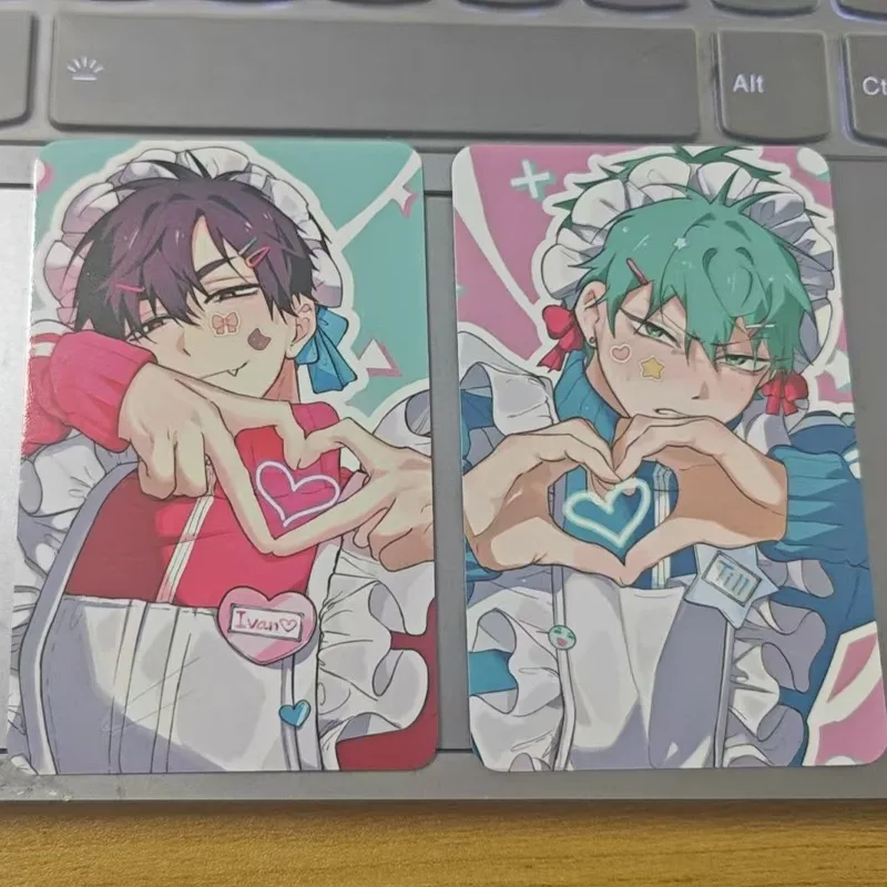 2Pcs/Set 2025 Maid Dress Up Alien Stage TV Anime Card Ivan Till Cosplay Rounded Corners LOMO Card Postcard Christmas Gift