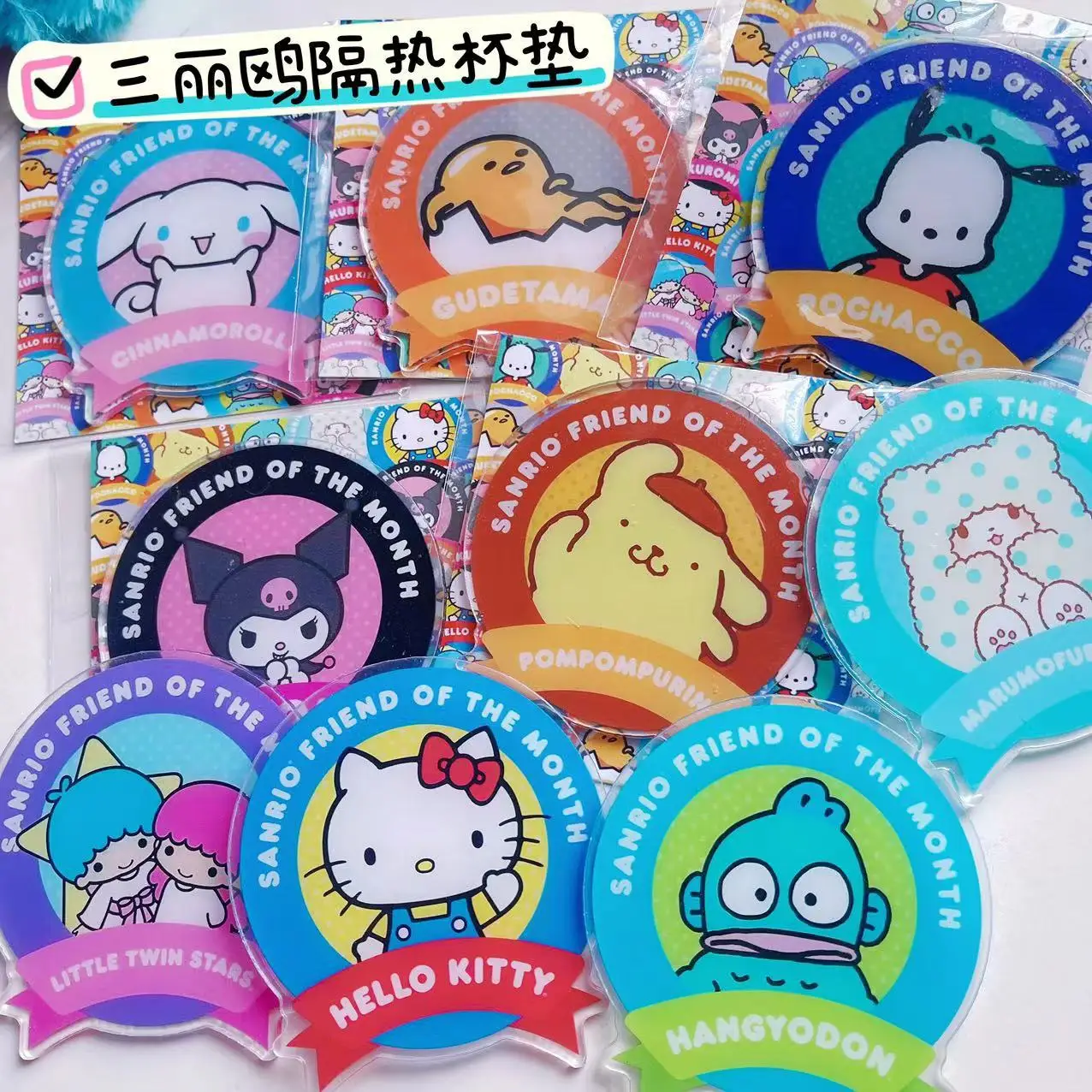 

sanrio cute coasters acrylic mat hello kitty cinnamoroll high temperature resistance cartoon placemat for dining table pvc