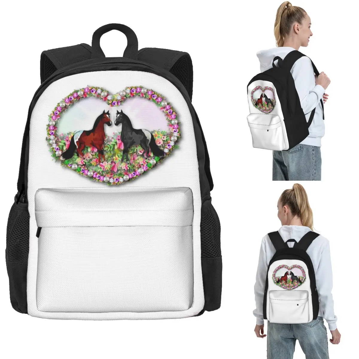 

Horse Lover Backpack Hot Sale Daypack Large Capacity Boys Girls BookBag School Bag Shoulder Bags for Men Women