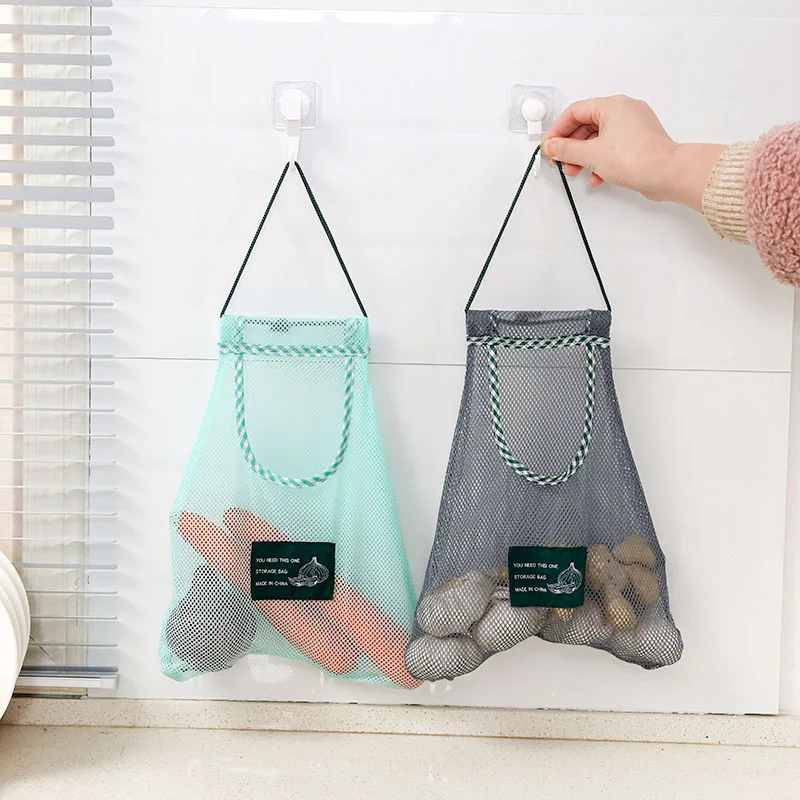 

New Storage Hanging Bag Fruit And Vegetable Storage Mesh Bag Kitchen Hanging Onion Garlic Storage Bag S1380