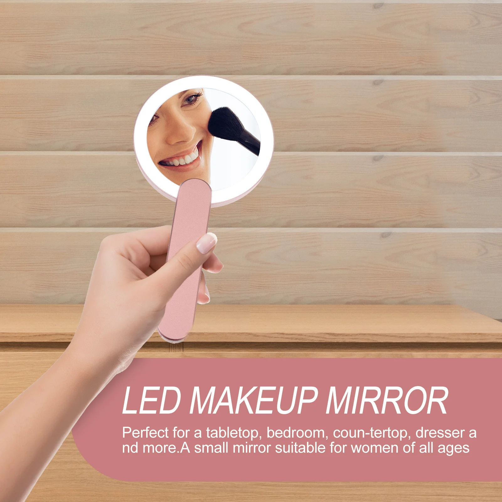 Mini miroir Portable LED, haute qualité, matériau ABS argenté, rotatif à 360 °, fabrication exquise, clair