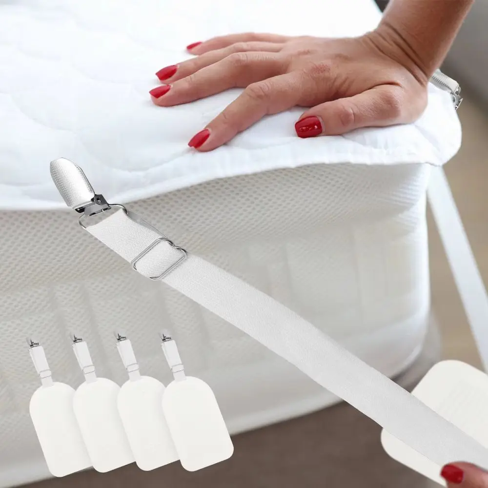 

4PCS Adjustable Bed Sheet Clips Durable Fastener Straps Bed Sheet Holder Straps Non-slip Multifunctional Bed Sheet Fastener
