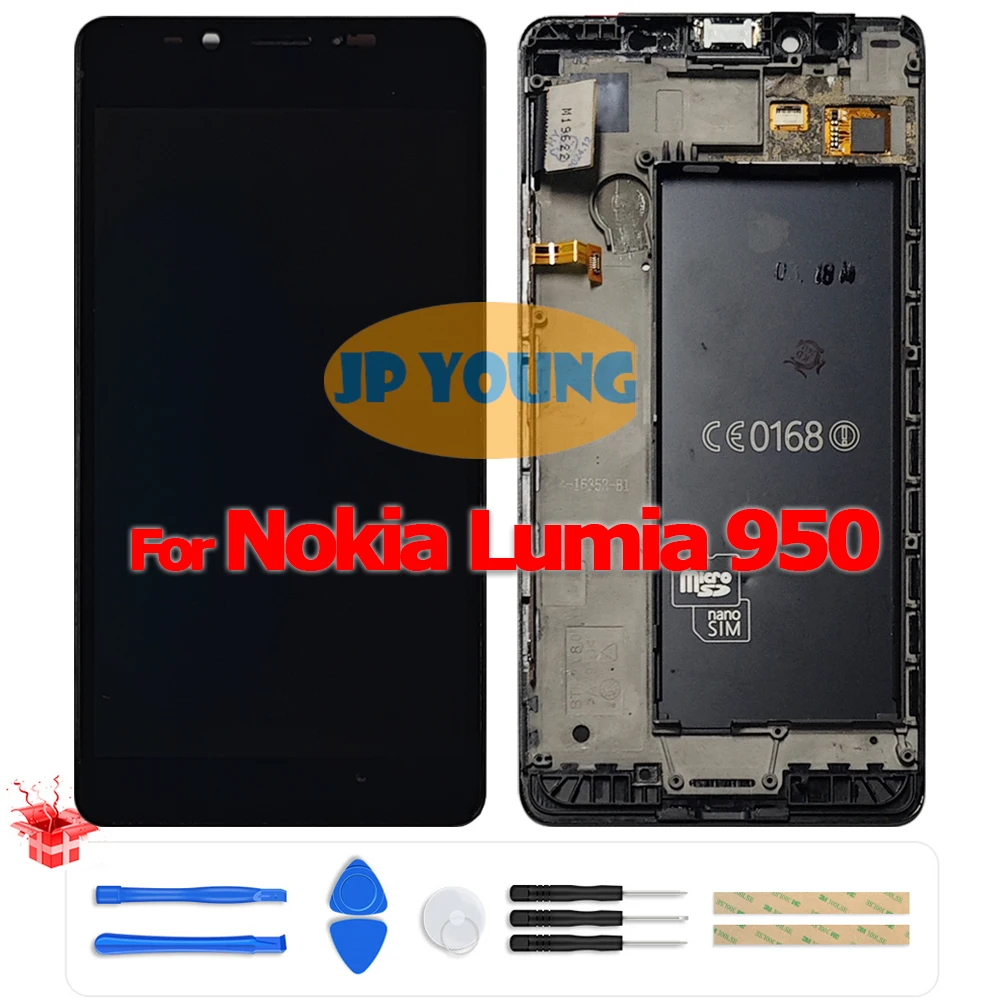 Tela Touch AMOLED LCD de 5.2 polegadas com Digitalizador para Microsoft Nokia Lumia 950 RM-1104/RM-1106/RM-1118 - Peça de Reposição