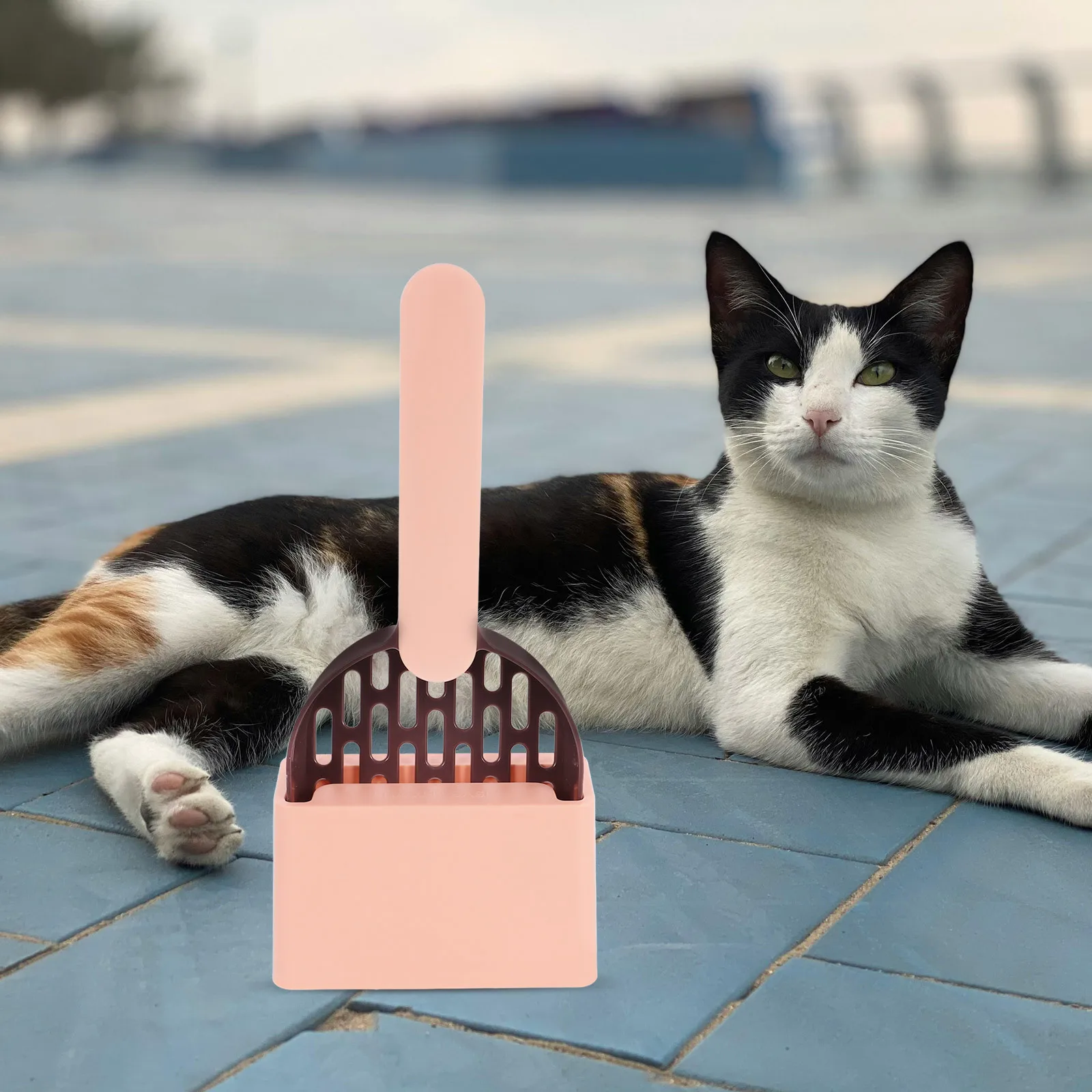 

Cat Litter Scoop Set with Holder Large Ergonomic ABS Plastic Litter Box Cleaning Tool for Easy Waste Removal and Maintenance