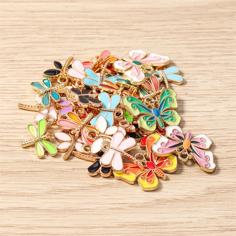 10 Stück Niedliche Tieranhänger aus Emaille, Fliegende Libelle und Schmetterling, Anhänger für Schmuckherstellung, Halsketten, Ohrringe, DIY-Bastelgeschenke – Detail 5