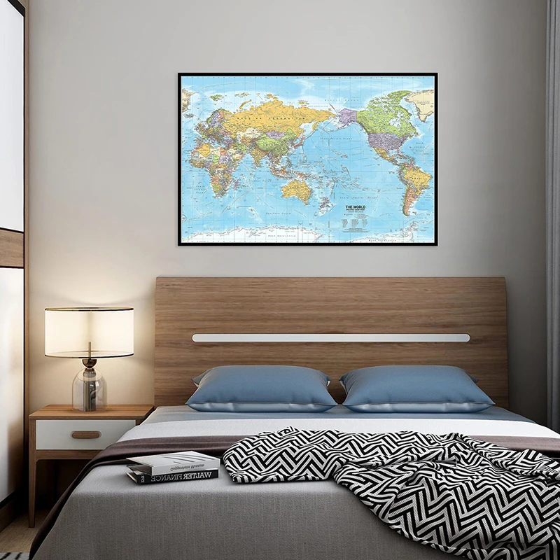 59*42cm 2012 mappa del mondo con stampe su tela di distribuzione politica mappa dettagliata delle immagini del mondo Home School Office Decor