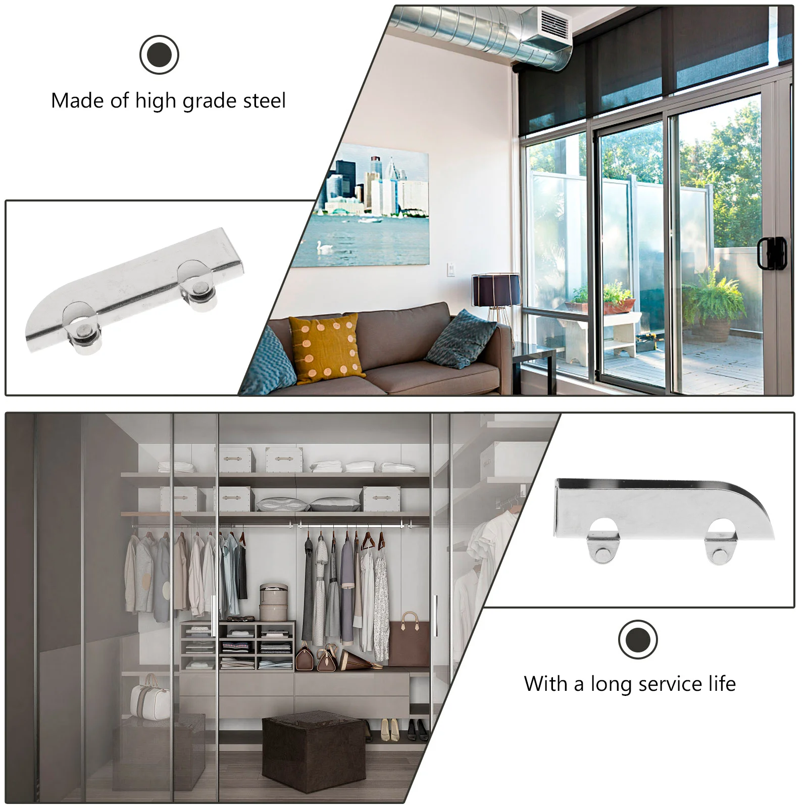 

12pcs Glass Door Roller Steel Sliding Wheels For Cabinet Display Showcase Furniture Heavy Duty Smooth Bearing Pulley Slide Track