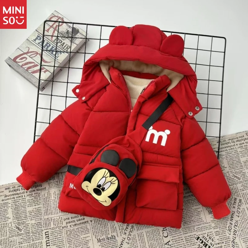

Disney Kids 2025 Winter Coat, Korean Style Fleece-Lined Thick Puffer Jacket, Cartoon Character Design