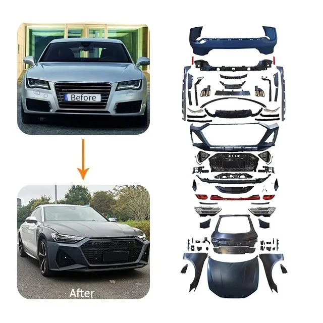 Suitable for 11-18 A7 Upgrade 19-25 A7 Body Kit  Front and Rear Bumper Grille with the Surround Kit  Appearance Refit