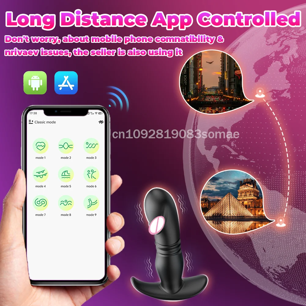 APP Control Thrusting Vibrator Prostate Massager for Men Vibrating Butt Plug Telescopic Anal Dildo Vibrator Sex Toy Masturbation - view 3