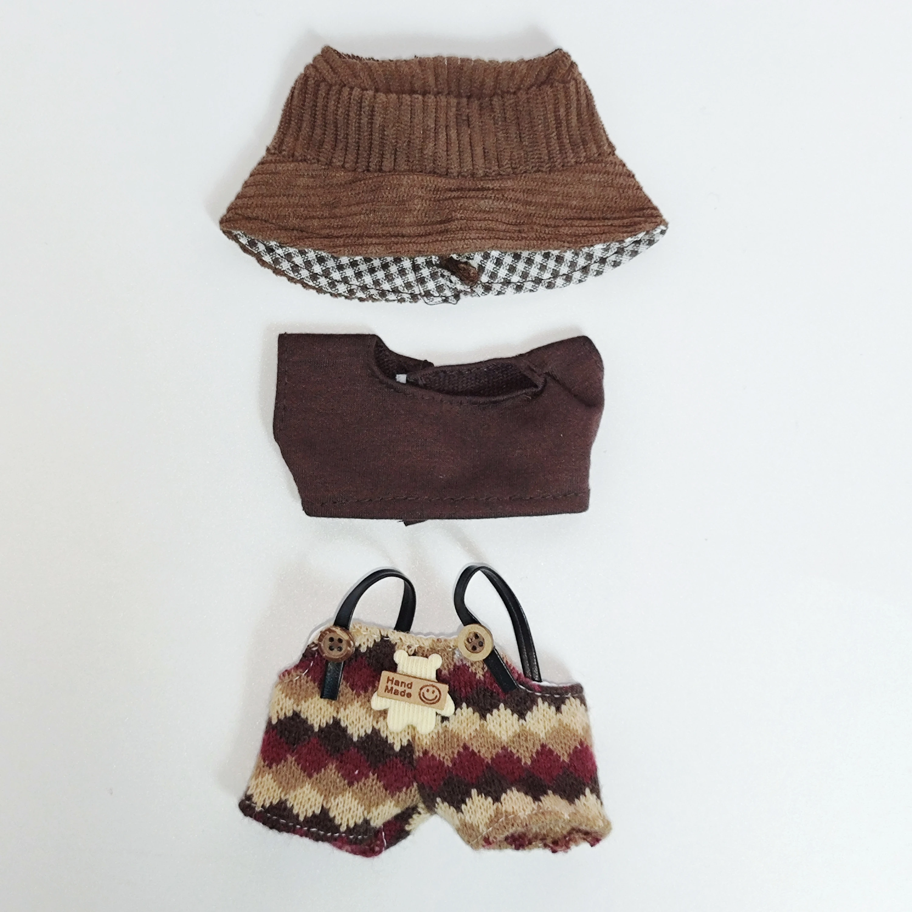 17cm Mini peluche poupée vêtements tenue accessoires pour corée Kpop Labubu idole assis fête V1 V2 automne onesie chapeau ensemble vêtements