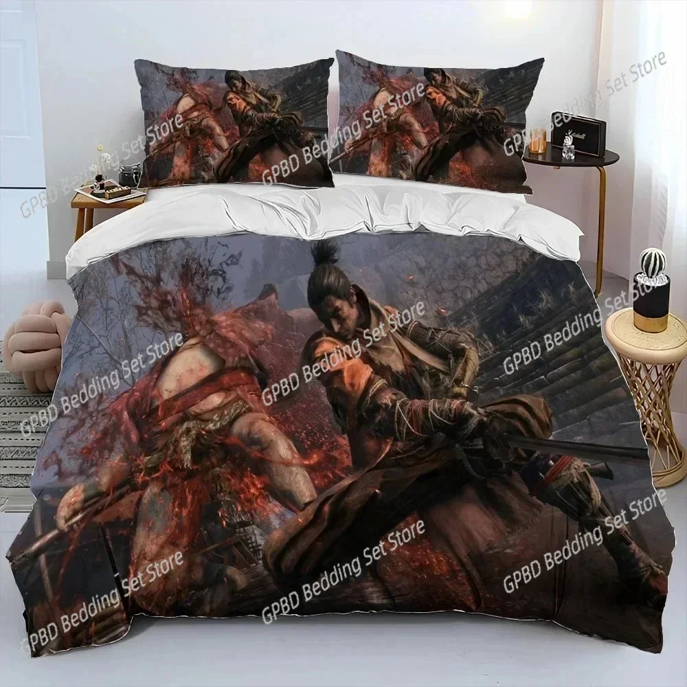 3D Print S-Sekiro Shadows Die Twice Game Bedding Set Single Twin Double Queen King Cal King Size Bed Linen Set