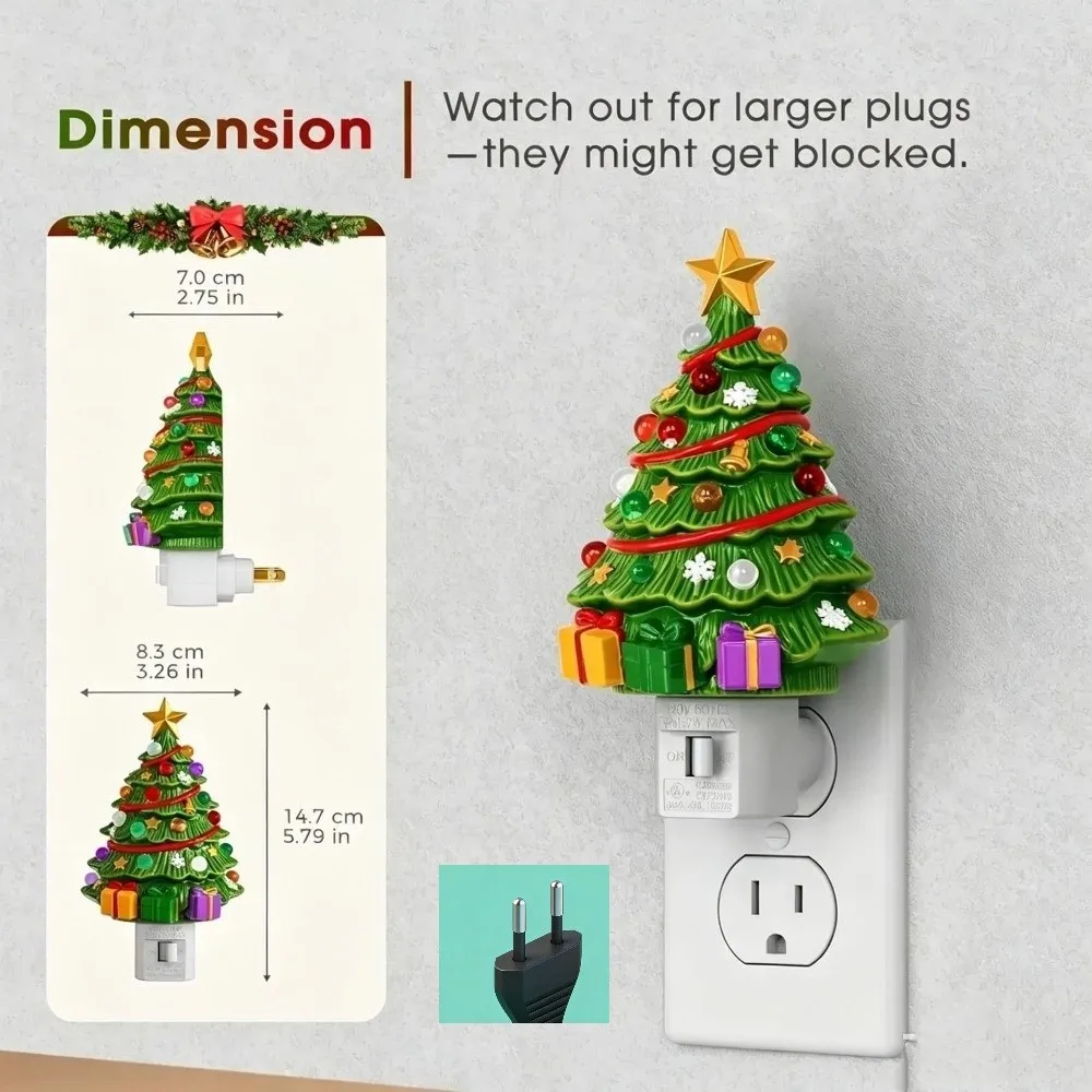 3D Drop Ornament Christmas Tree Night Light Warm Light Holiday Lighting Vintage Nightlight Soft Light Realistic Design