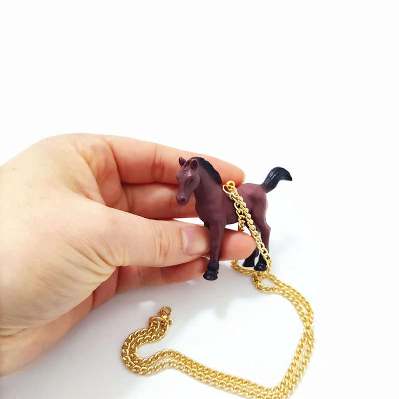 KUGUYS Cute Funny Simulate Resin Harmless Horse Pendant Necklace for Women Trendy Jewelry Accessories