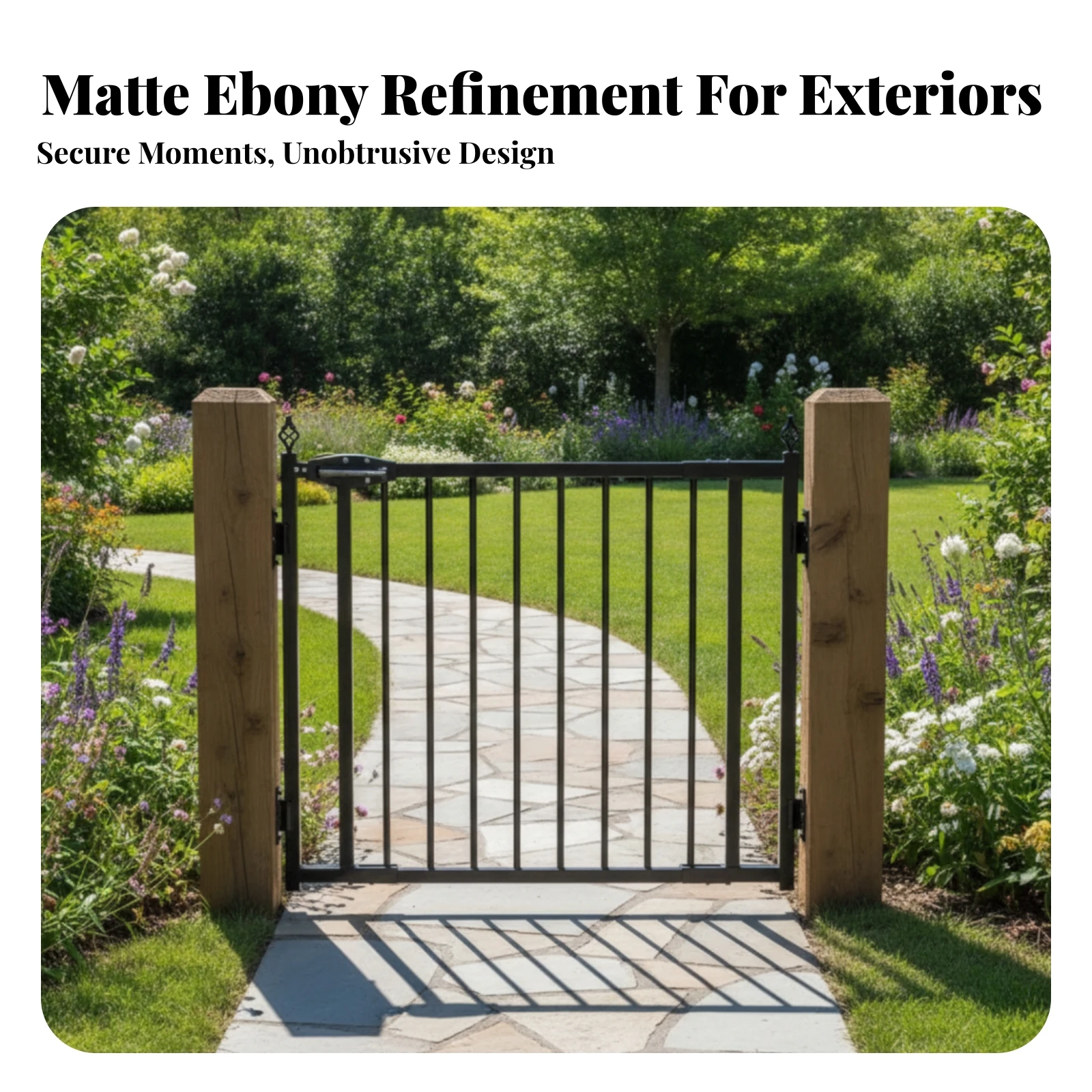 Deck Gate Kit Long-Lasting Deck Gate with Self-Closing Hinges Heavy-Duty Secure for Garden, Courtyard