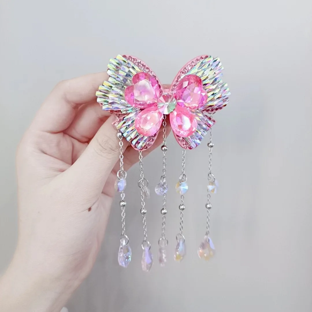 Antique hairpin headdress butterfly wings super fairy step forward tassel children hanfu deserve to act the role of crystal