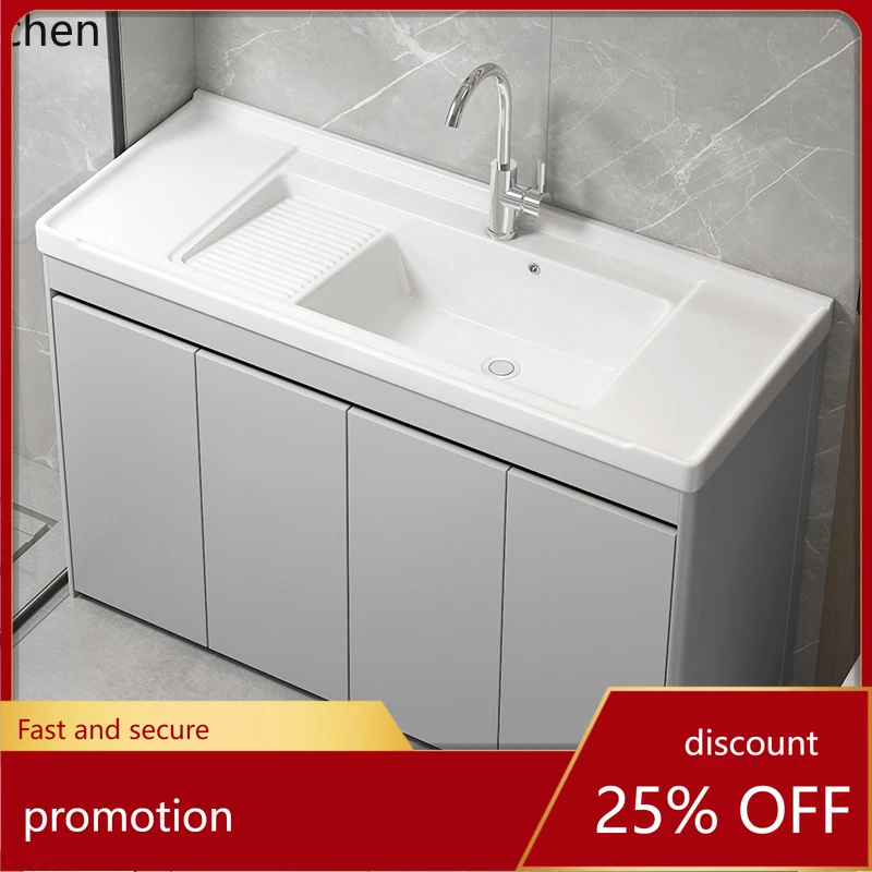   Balcony Honeycomb Cabinet Laundry Basin Washboard Laundry Pool Ceramic Bathroom Cabinet Combination Washbasin