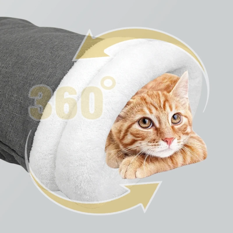  كيس نوم مبطن بالحرارة: سرير كهف شبه مغلق للقطط والكلاب الصغيرة - جراب نوم شتوي دافئ مع صوف قطيفة #3