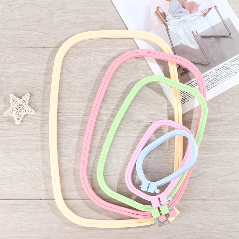 5 Size Plastic DIY Embroidery Hoops Square Shape Cross Stitch Hoops Frame Ring