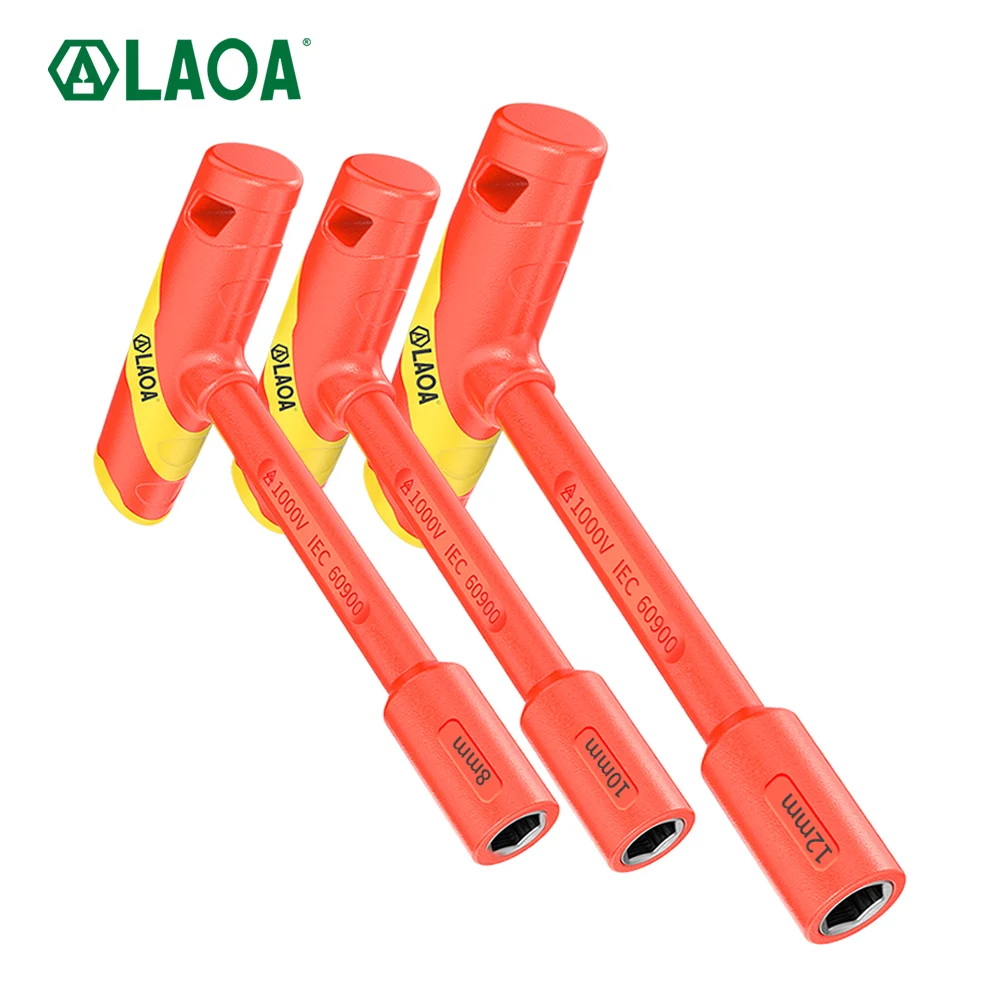 LAOA Insulated Injection Molded T-Shaped Socket Wrench High-Voltage 1000V Electrician Specific Manual Socket Batch Tool