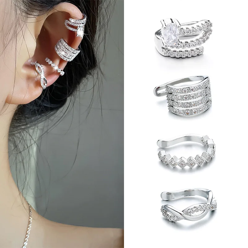 Luxuriöses 4-teiliges Strass-Ohrklemmen-Set für Damen – Ohrringe ohne Piercing, Ohrclips, Schmuck ﻿