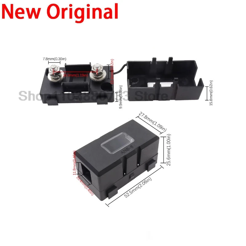 1PCS 52x27.5mm ANS-8 Trumpet Fork Plug Type The Fuse Holder Safety Plate Base Car Carrier Fuse Box Bolt Type
