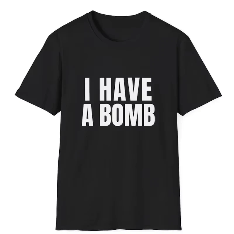 2026 HOT SALE Black Humor I Have A Bomb Men's Women's Casual Short Sleeve Crew Neck Cotton Tee Unisex Fashion Streetwear Tops