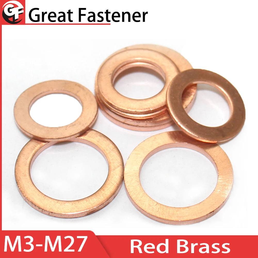 

Red Brass Copper Crush Sealing Washer Boat Flat Seal Ring Gasket M3 M4 M5 M6 M8 M10 M12 M14 M16 M18 M20 M22 M24 M27 DIN7603