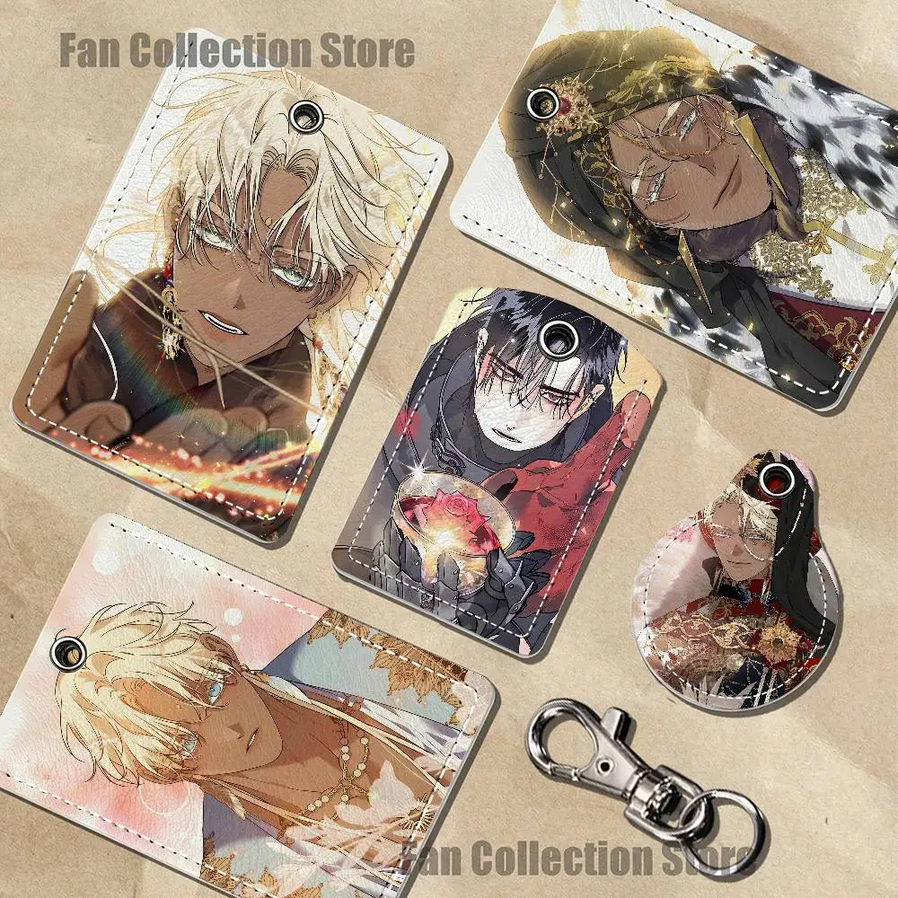 B-Blossoms of White N-Night Leather Card Holder Keychain Key Ring Door Lock Access Tag ID Access Card Air Tag Case Keychain Card