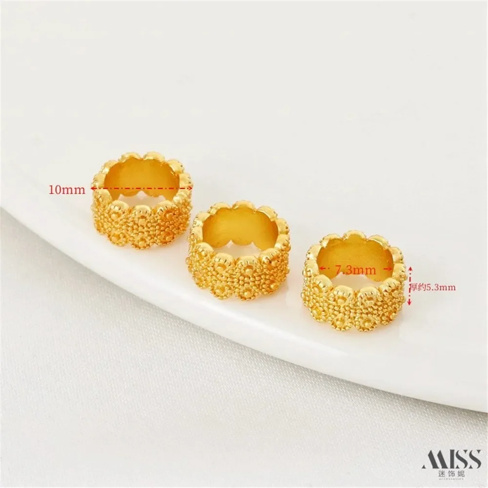 

18K Matte Gold Color Engraved Pattern Flower Surface Bead-separated Running Ring Circle DIY Bracelet Necklace Jewelry Accessorie